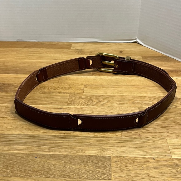 VINTAGE FOSSIL BROWN SEGMENTED BRIDLE LEATHER BELT#BT7025 WOMEN’S SIZE LARGE - Picture 4 of 15
